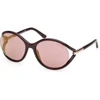 Tom Ford Glanzende Donkerbruine Montuur Roze Bruine Lens Zonnebril