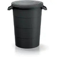Prosperplast Afvalemmer met handgrepen, afvalcontainer Keden SMOOTH – zwart, 80 liter