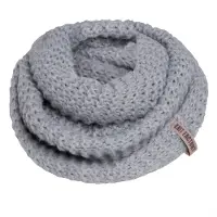Knit Factory Alex Gebreide Colsjaal - Ronde Sjaal - Grof gebreid - Warme Wintersjaal - Nekwarmer - Wollen Sjaal - Lichtgrijze colsjaal - Dames sjaal - Heren sjaal - Unisex - Licht Grijs - One Size