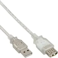 InLine 34650 USB 2.0 verlengkabel, mannelijke connector / vrouwelijke connector, type A, transparant, 0,5 meter
