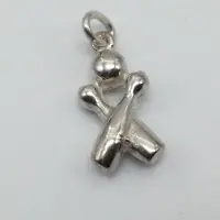 Fashion Jewelry Bowling Bowlingsieraad gift 'Bedel, massieve zilveren 2 pins en bowlingbal' , 15 mm in doosje