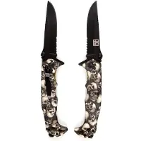 Van Os Zakmes doodhoofd - survival mes noodpakket - metaal - 22 cm - zwart
