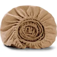 Yumeko Hoeslaken Flanel 180x210 Beige - Eco, Bio & Fairtrade