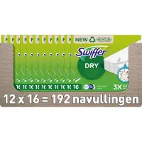 Swiffer Vloerreiniger - Droge Vloerdoekjes - Navullingen - Vangt En Houdt Stof Vast - Voordeelverpakking 12 x 16 stuks