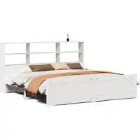 vidaXL Bed met boekenkast zonder matras grenenhout wit 180x200 cm
