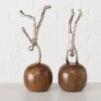 Boltze Kunst object - 2 set - Mango hout - Aluminium - 30x12x11cm - Handmade
