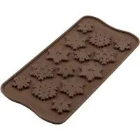 Silikomart EasyChoc Choco Frozen bonbonvorm 14 sneeuwvlokken silicone bruin