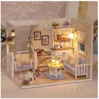 Pricenet DIY Modelbouw Woonkamer - Miniatuurhuisje Kitten Diary 17 cm - Miniatuur Bouwpakket