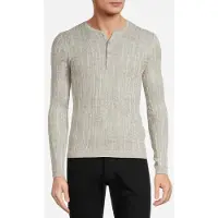 John Varvatos William Slim Fit Henley With Miss And Tu Grey Mist Maat: XS | Longsleeves Outlet | Heren | Grijs