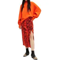 AllSaints Carla Tahoe Skirt Zesty Orange Size: 6 | Midi Skirts Outlet | Dames | Oranje
