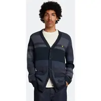 Lyle & Scott Textured Stripe Cardigan Z271 Dark Navy Maat: XS | Cardigans Outlet | Heren | Blauw