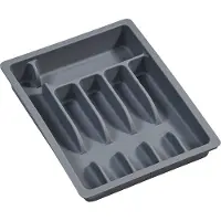 Zeller 2x Grijze uitschuifbare bestekbakken inzetbakken 29-50 x 38 cm - - Keukenbenodigdheden - Keukenlade/besteklade inzetbakken - Bestekbakken uitschuifbaar