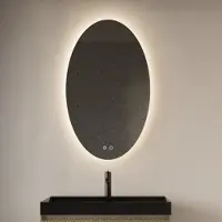 Gliss Design Badkamerspiegel gliss oval verticaal led verlichting met spiegelverwarming 100x60 cm