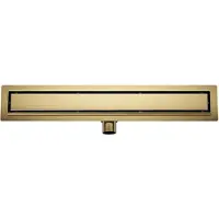 Boss & Wessing Douchegoot met Tegelrooster en Flens BWS Roos 100x7 Cm Geborsteld Messing