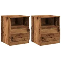 vidaXL Nachtkastjes 2 st 40x40x50 cm bewerkt hout oud houtkleurig