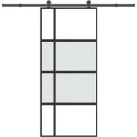 vidaXL Schuifdeur met beslag 90x205 cm gehard glas en aluminium