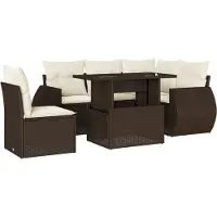 vidaXL 6-delige Loungeset met kussens poly rattan bruin