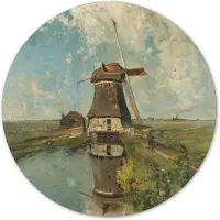 Label2X Muurcirkel molen aan een poldervaart