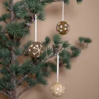 Sjaal met Verhaal Kerstballen Vilt Set - Gingerbread - 5cm - 3 Stuks - Fairtrade