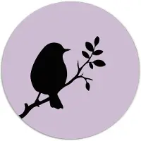 Label2X Muurcirkel vogeltje lente lila