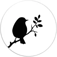 Label2X Muurcirkel vogeltje lente wit