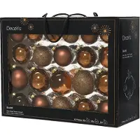 Décoris Kerstballen mix glas d7 cm espresso 42 stuks