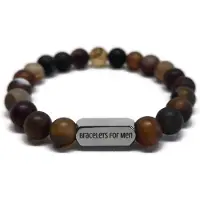 Fashion Jewelry Armband Heren - Natuursteen - Coffee & Cream - Medium 17cm