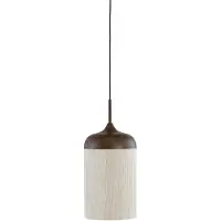 Light & Living Hanglamp Ø16x31 cm DANIA hout print d bruin+touw crème