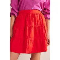 Boden Pull On Tiered Linen Skirt Vermillion Red Size: 16R | Mini Skirts Outlet | Dames | Wit