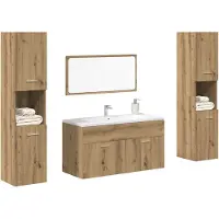 vidaXL 4-delige Badkamermeubelset bewerkt hout artisanaal eikenkleur