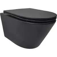 Wiesbaden Wandcloset Vesta Rimless Tornado Flush Met Softclose & Quickrelease Toiletzitting Mat Zwart