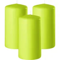 Enlightening Candles Cilinderkaars - 3x - stompkaars - limegroen - D6 x H15 cm - 58 branduren - Dikke kaarsen - Voor kandelaar of plateau