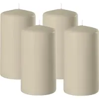 Enlightening Candles Cilinderkaars/stompkaars - 4x - beige - D6 x H15 cm - 58 branduren - Dikke kaarsen - Voor kandelaar of plateau