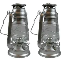Benson Stormlantaarn - 2x - zilver - op brandstof - 8 x 25 cm - retro campinglamp