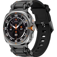 Strap-it 'Explorer' TPU bandje - geschikt voor Samsung Galaxy Watch Ultra / Ultra 2025 (zwart met zwarte connectors)