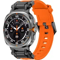 Strap-it 'Explorer' TPU bandje - geschikt voor Samsung Galaxy Watch Ultra 2 (2026) / Ultra (2024/2025) - oranje met zwarte connectors