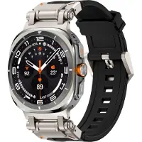 Strap-it 'Explorer' TPU bandje - geschikt voor Samsung Galaxy Watch Ultra 2 (2026) / Ultra (2024/2025) - zwart met titanium connectors
