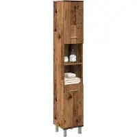 vidaXL Badkamerkast 30x30x179 cm bewerkt hout oud houtkleurig