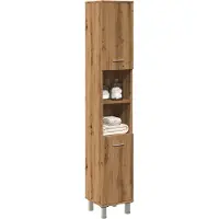 vidaXL Badkamerkast 30x30x179 cm bewerkt hout artisanaal eikenkleurig