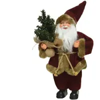 Décoris Kerstman pop met boompje | polyester | ossenbloed | 30cm