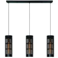 Freelight Hanglamp Scarico Zwart Goud 3 Lichts Balk E27 Fitting