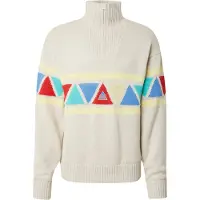 SOS Trui 'The Windbreaker' aqua / lichtgeel / greige / rood