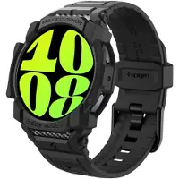 Spigen Rugged Armor Pro voor Samsung Galaxy Watch 7 44mm Hoes met Band Beschermende TPU Cover (2024) - Mat Zwart