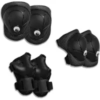 Crazy Safety - Zwarte beschermset voor kinderen: knie-, pols- & elleboogbeschermers - (220105-10)