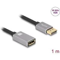 DeLOCK DisplayPort extension cable 8K 60 Hz 1 m grey metal without latch