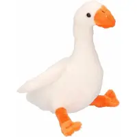 Merkloos Pluche knuffel witte gans 18 cm - Vogel knuffels