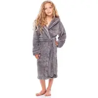 L&L Kinderen Badjas met Capuchon - Wasmachine bestendig - Polyester - LL-Ila - Onyx (FM-001) - 110-116