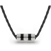 SERASAR Heren Lederen Ketting [Solid] - Zilver 50cm - Hals Sieraden Hanger
