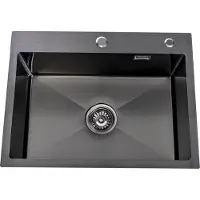Lendo Online Spoelbak met Kraangat 59x44x20 cm Zwart RVS