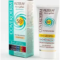 Coverderm Filteray Face Plus Getint / Getinte 2 in 1 zonnecrème voor de droge, gevoelige huid Licht Beige SPF 50+ 50 ml